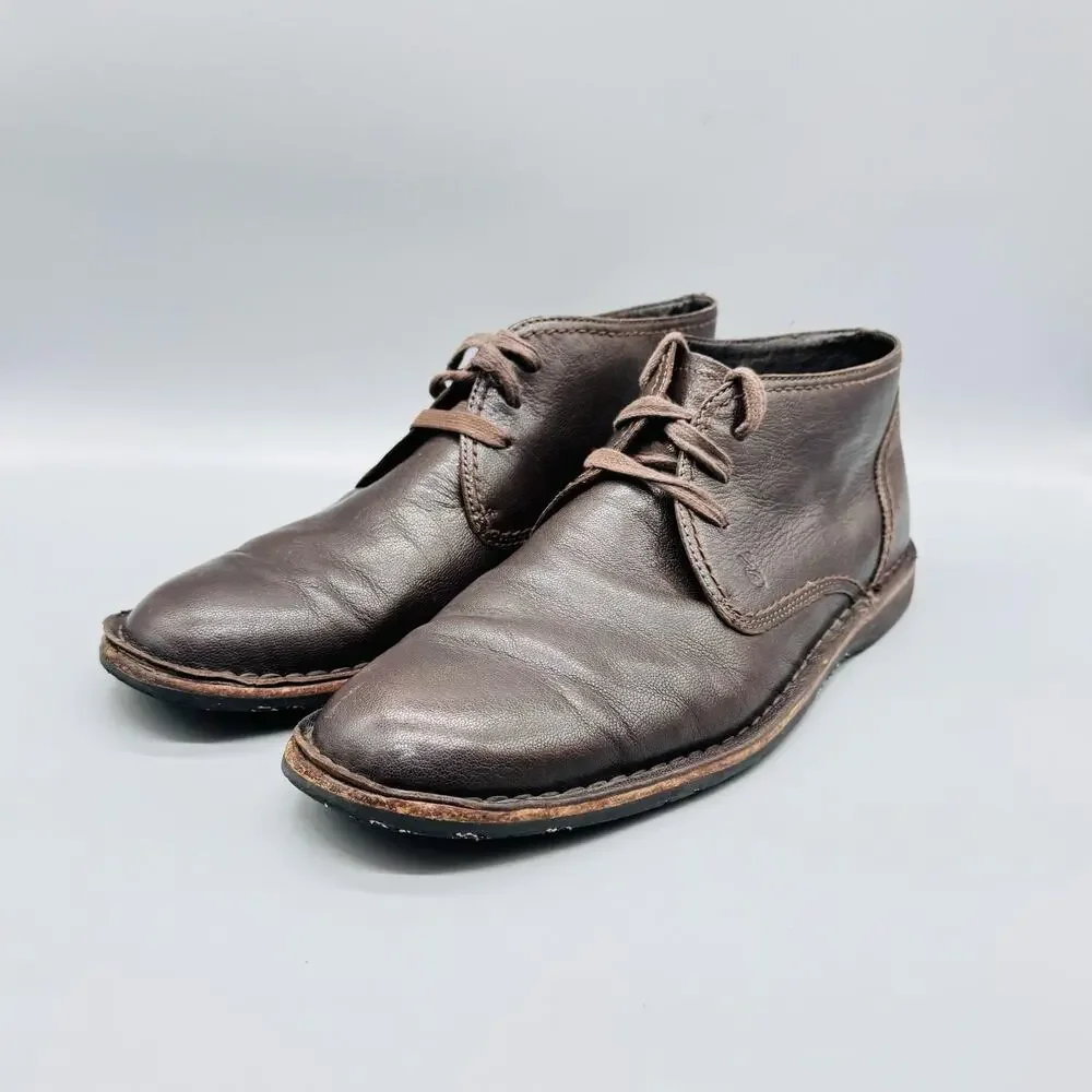John Varvatos Boots Mens 10 Brown Leather Chukka Ankle Lace Up Casual Comfort